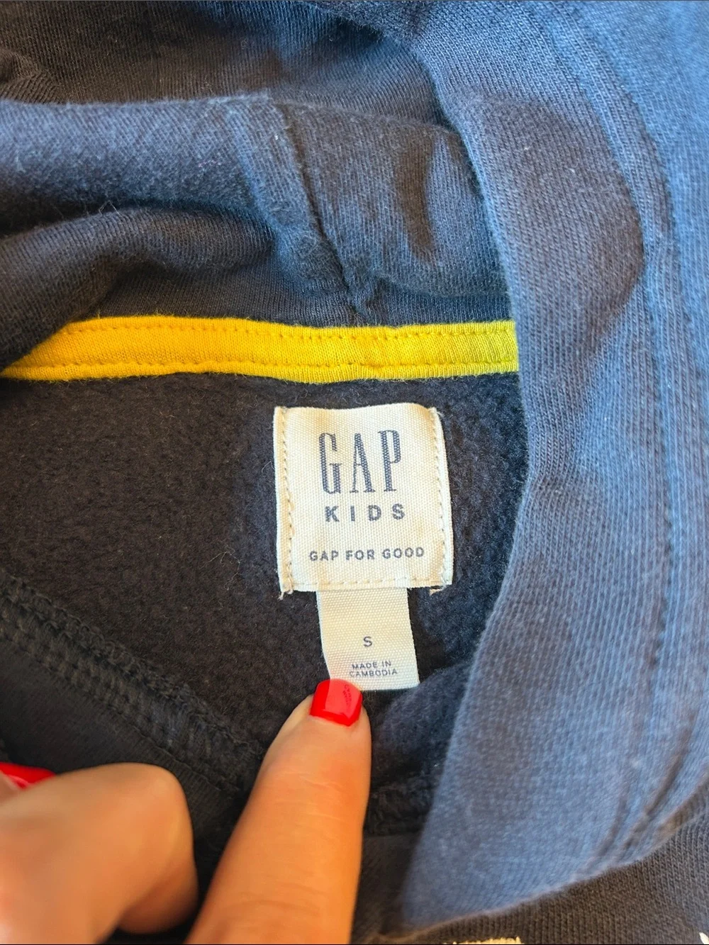 GAP Navy Pullover Hoodie with Yellow Logo